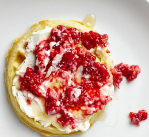 Valentine's Day treats waffle with strawberries