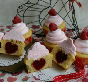 Valentine's Day heart-filled cupcake
